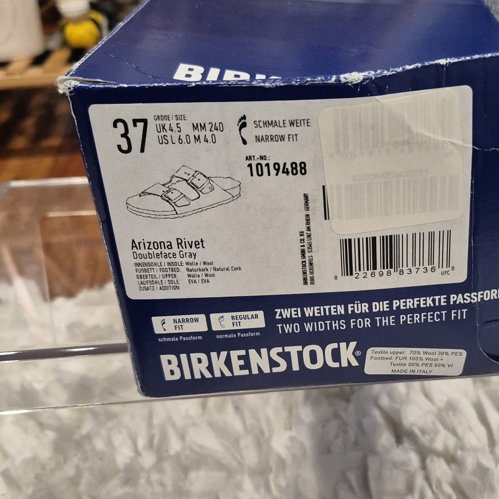 Birkenstock Women's Charcoal Wool Felt Sandals With Sherpa Lining - Picture 6 of 7